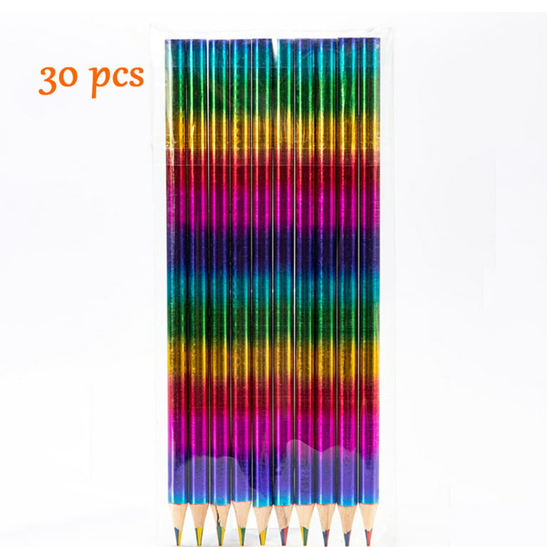 nsxsu 30 Pieces Rainbow Colored Pencils for Kids, 4 in 1 Color Pencils,  Easter Pencil Gifts Rainbow Pencil, Multi Colored Pencil, Fun Pencils,  Pre-sharpened (Style A) 