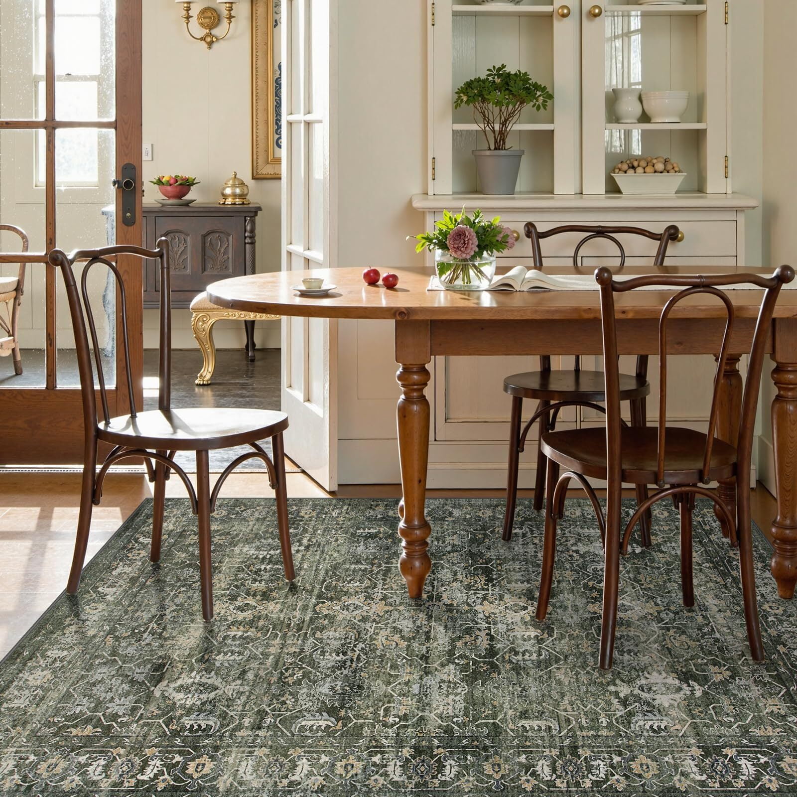 Moynesa Washable Area Rugs,5x7 Rugs for Bedroom Soft Rugs for Bedroom Aesthetic Boys,Retro Distressed Non Slip Throw Rug Carpet Dining Room Rugs for Under Table