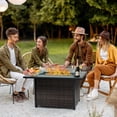 thumbnail image 5 of 44" Outdoor Propane Gas Fire Table with Lid & Glass Wind Guard - 50,000 BTU Wicker Base Fireplace for Patio, Garden, Backyard, All-Weather Outdoor Living, 5 of 11