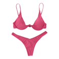 thumbnail image 2 of Women's Sexy Bikini Set Underwire Solid Color Two Piece Swimsuit Bow Tie Details for Beach Vacation Summer Pool Party,Hot Pink,L, 2 of 6