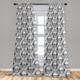 thumbnail image 2 of Skull Window Curtains, Monochrome Gothic Skeleton Heads Rhombus Shapes Blossoming Flowers Ornament, Lightweight Decor 2-Panel Set with Rod Pocket, Pair of - 28"x63", White Charcoal Grey, by Ambesonne, 2 of 3