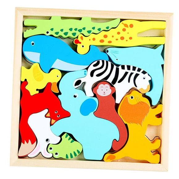 HILABEE 3D Wood Puzzle Shape Puzzle Sorting Game Learning Educational Toy Gifts animal