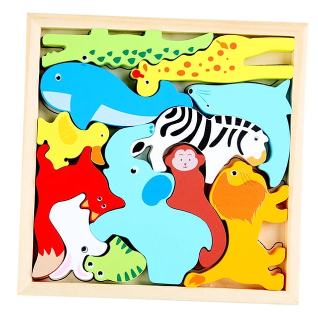 Rompecabezas de madera 3D Montessori, juego de clasificación de bloques, juguete educativo preescolar animal