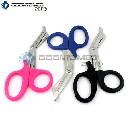 Pink Ems Shears Odontomed2011® New Premium Grade Set Of 3 Pcs (Pink, Blue, Black) Paramedic Utility Bandage Trauma Emt Ems Shears Scissors 5.5 Inch Stainless Steel, Quality Shears ()