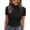 *Black, variant on ClodeEU Women's Ribbed Knit Mock Neck T-Shirt, Short Sleeve Fitted Basic Top Army Green,Women's Plus L