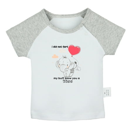 

iDzn I Did Not Fart My Buff Blew You a Kiss Funny T shirt For Baby Newborn Babies T-shirts Infant Animal Elephant Tops 0-24M Kids Graphic Tees Clothing (Short Gray Raglan T-shirt 6-12 Months)