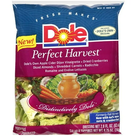 Dole Perfect Harvest Lettuce & Toppings with Dressing Salad Mix, 8.75 Oz., 2.8 Fl. Oz.