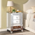 thumbnail image 7 of Crushed Diamond Mirrored Nightstand, Silver End Table with 3 Drawers Crystal Handle, Mirrored Bedside Table for Bedroom Living Room, No Assembly Needed, 7 of 7