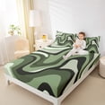 thumbnail image 4 of jejeloiu Modern Geometric Desgin Queen Sheet Sets,Minimalist Stripes Lines Flat Sheet,Green Black Queen Fitted Sheet For Teens,Luxury Bedroom Decor,4pcs, 4 of 7
