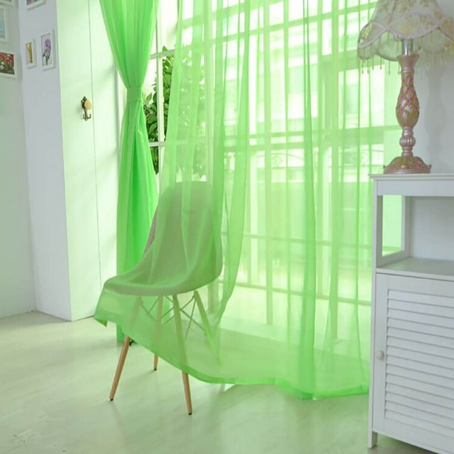 Staron Rideaux Transparents en Gaze Colorée, Rideaux Verts Transparents pour Chambre et Salon, Habillages de Fenêtre Transparents