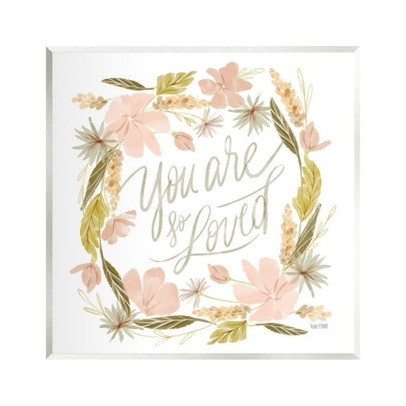 Stupell Industries You Are Loved Wreath Botanical & Floral Painting Unframed Art Print Wall Art, 12 x 12