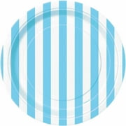 7" Striped Paper Dessert Plates, Light Blue, 8ct