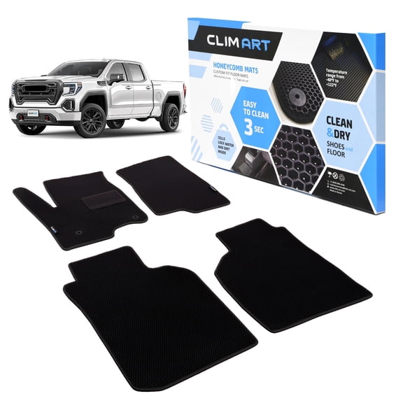 CLIM ART All-Weather Car Floor Mats Compatible with Chevrolet(Chevy) Silverado 1500 2019-206 Double Cab,Custom-Fit Heavy-Duty Floor Liners for Cars & SUVs, Car Accessories for Men&Women- FL011419244