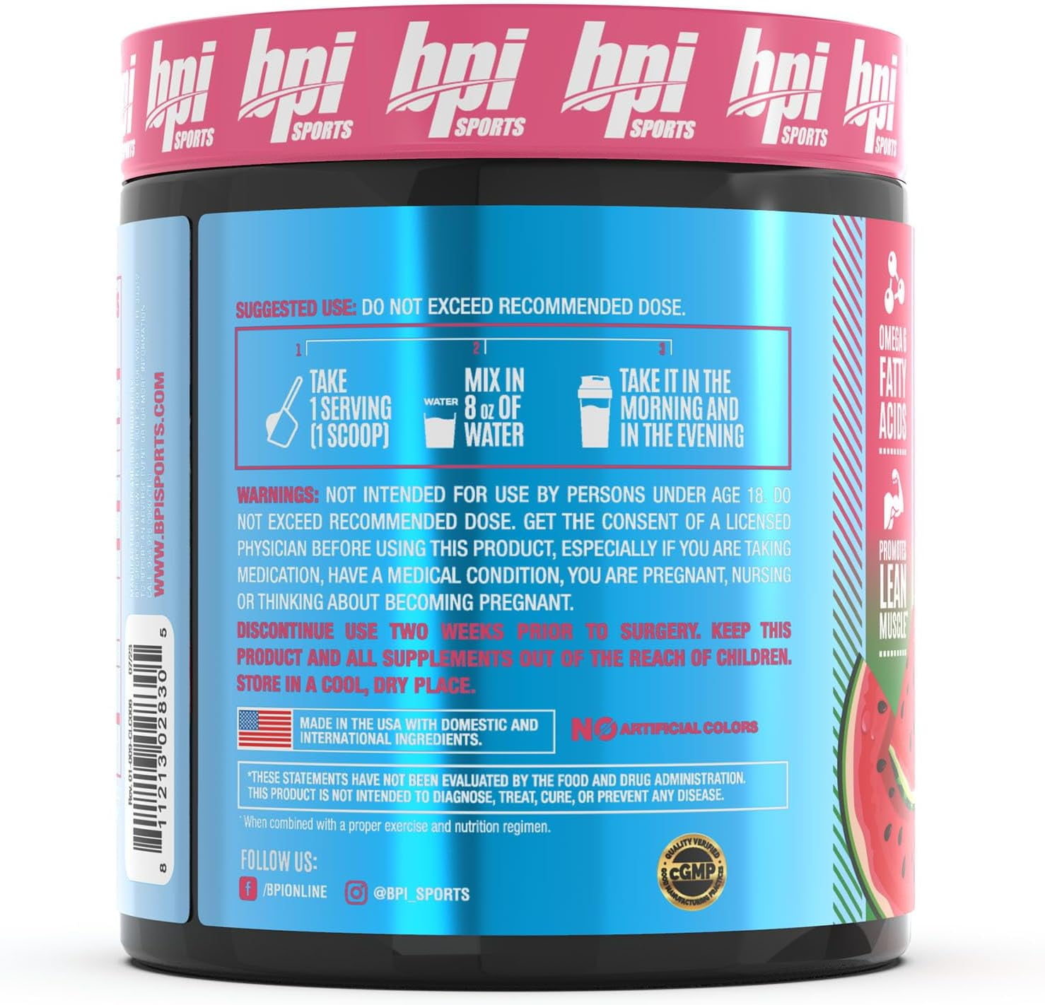 BPI Health CLA + Carnitine - Fat Burner Powder, Non-Stim Weight Loss  Formula, Watermelon Freeze, 50 Servings