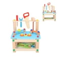 thumbnail image 4 of Building Block Toy, Wooden Workbench Toy Exercise Ability Basswood And Beech Professionally Polished Multifunctional  For Kids Party Blue, 4 of 8