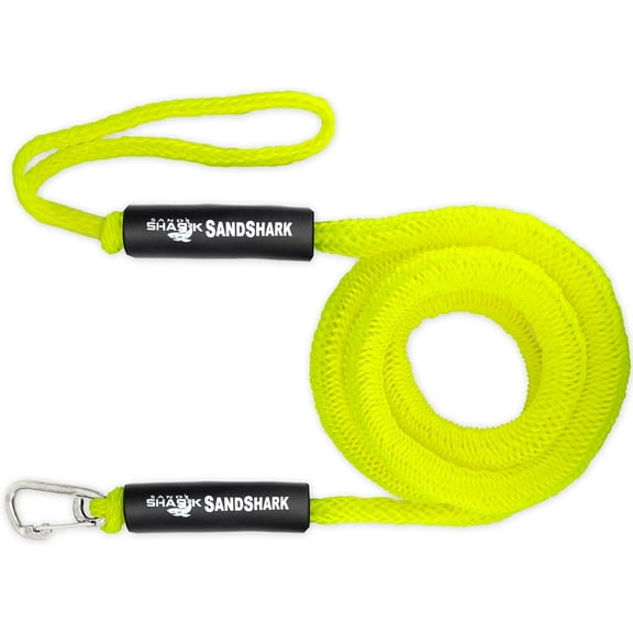 Premium Anchor Bungee Dock Line. Boat Accessories Anchor Line Absorbs Shock to Anchors and Docks w/Stainless Steel Clip - Neon Green - 7-14ft