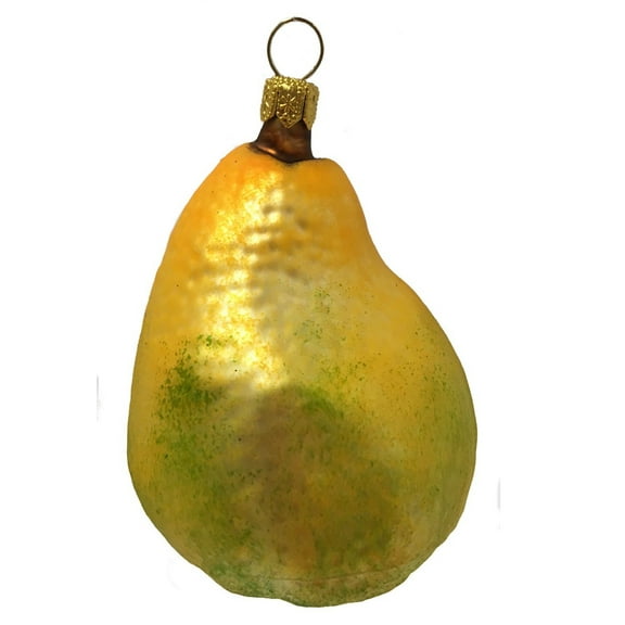 Yellow Pear Polish Glass Christmas Tree Ornament Fruit Food Decoration Poland