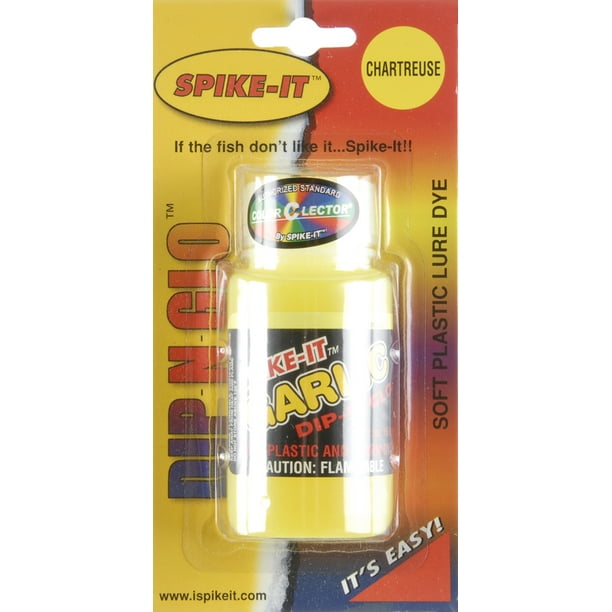 Dip N Glo Garlic Chartruese Worm Dye. This dye is the go to for bass