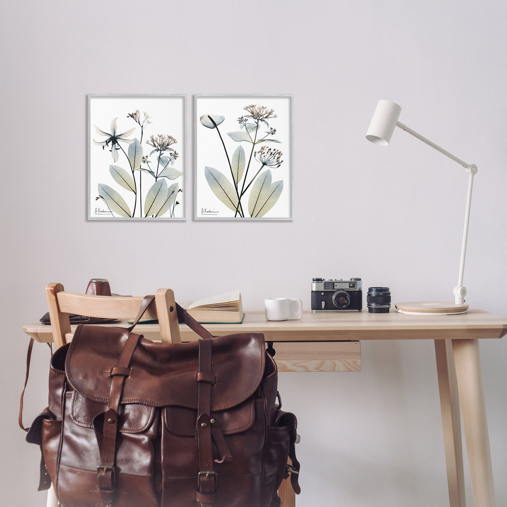 Stupell Industries Modern Budding Blooms Botanical & Floral Photography Gray Framed Art Print Wall Art, 11 x 14, Set of 2