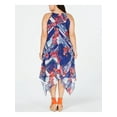thumbnail image 2 of INC Womens Navy Floral Sleeveless Halter Midi Shift Dress Plus  Size: 0X, 2 of 4