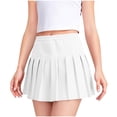 thumbnail image 2 of Girls Pleated Tennis Skirts Elastic High Waist Scooter Cute Golf Athletic Skort Solid Cheer School Skirts Pleated School Uniform Skirts for Girls White 9-10Y, 2 of 7