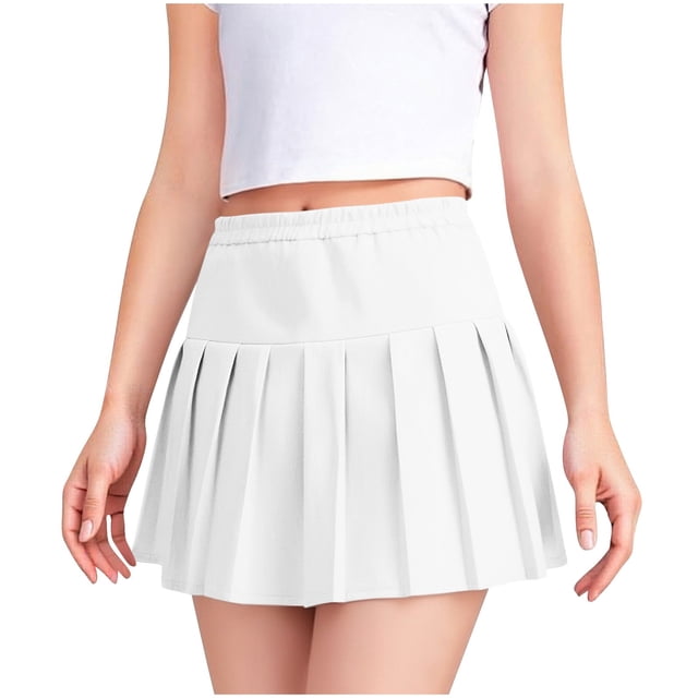 Odeerbi Niñas Mini Falda Plisada Cintura Alta Color Sólido Elástico Cintura Uniforme de La Escuela Falda Con Pantalones Cortos Incorporados