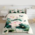 thumbnail image 2 of Homewish Rustic Lotus Bedding Comforter Set,Modern Aesthetic Art Twin Comforter Sets,Green Lotus Leaves Bedding Set For Girls Kids,Microfiber Bedroom Decor Reversible,2-Piece, 2 of 8