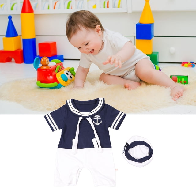 Mono Marino De Marinero Para Bebé, Mono De Marinero De Algodón De Ajuste Cómodo, Estilo Temático Marinero Para Caminar Para Niños Pequeños