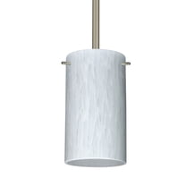 1TT-440419-SN-Besa Lighting-Stilo 7 - 1 Light Stem Pendant In Contemporary Style-7 Inches Tall and 4 Inches Wide-Satin Nickel Finish-Carrera Glass