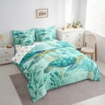 thumbnail image 4 of Manfei Cute Sea Turtle Bed in a Bag Twin size, Ocean Animal Bed Set, Turquoise Coral Reversible Bedding Twin Size, Lightweight Bedroom Decoration, 7pcs, 4 of 7