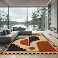 thumbnail image 2 of ODIKA 8'x10' Washable Area Rug Black Rust and Geometric Design Bold Abstract Shapes with Diamond Border for Living Room, Under Sectional, Family , Durable, Non-Slip, 2 of 7
