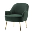 thumbnail image 4 of Accent Chair With Gold Legs And Adjustable Feet Screws, Soft Velvet armchair with Ergonomic backrest, Reading Chair Single Leisure Club Chair for Living Room Bedroom Dorm Room, Dark Green, 4 of 9