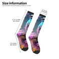 thumbnail image 2 of Xecao Beautiful Flower Blue Bird print thigh-high socks, crafted for both men and women with a stretchy, high-opaque design perfect for daily wear, 2 of 6