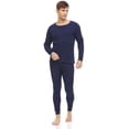 thumbnail image 5 of SOCKS'NBULK 6 Pack of 2pc Thermal Sets for Men, Base Layer Long Johns Underwear, Top & Bottom, Cotton, Solid Colors (XX-large, Navy Blue), 5 of 5