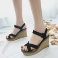 thumbnail image 5 of Kukoosong Sandals Women New Summer Fashion Wedge High Heels Buckle Suede Sandals Shoes Wedge Sandals for Women Black 38, 5 of 5