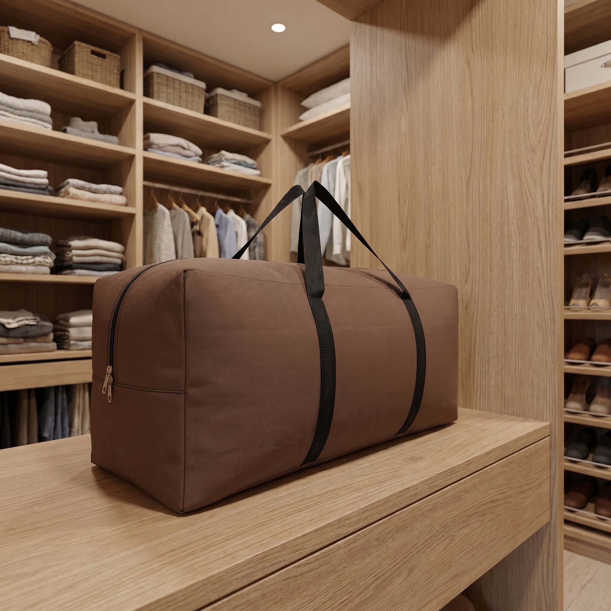 Unique Bargains Zipper Waterproof Oxford Moving Bag Coffee Brown 31.5" x 11.4" x 14.2"