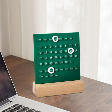 Creative Perpetual Calendar Handmade Ornaments Birthday Gift Date Record Reusable Desk Calendar For Home Kitchen Desktop Office Decoration green