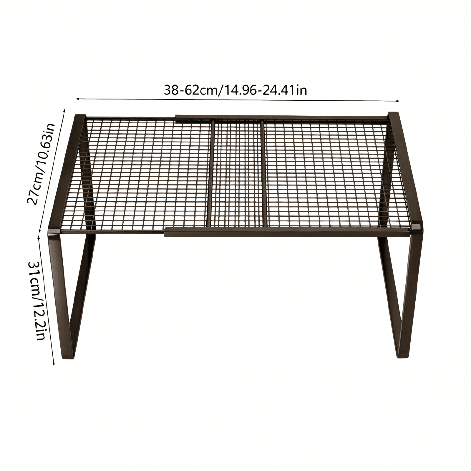 Expandable Cabinet Storage Shelf, Stackable Organizer Rack for Kitchen Bathroom Pantry, Space Saving Shelf for Counter Desk, 12.2x10.6x15-24.4 Inch