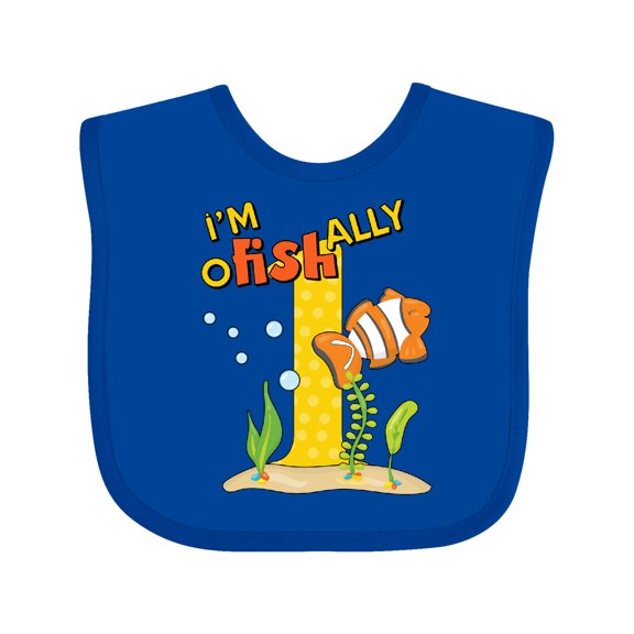Inktastic I'm O-fish-ally One Cute Clownfish First Birthday Boys or Girls Baby Bib