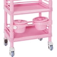thumbnail image 5 of 3 Tiers Beauty Salon Rolling Trolley, Mobile Medical Trolley Cart with 2 Dirts Bucket, Esthetician Cart with Drawer Lockable Wheels, 3 Tier Heavy Duty SPA for Beauty Salon Hospital Lab (Pink), 5 of 14