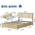 thumbnail image 2 of Queen Bed Frame with Natural Rattan Headboard, 4 Drawers, Sturdy Metal Base, Boho-Style Cane Support, No Box Spring Required, Wood Metal Platform Beds, Noise Free, No Box Spring Needed, 2 of 9