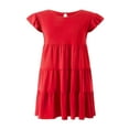 thumbnail image 3 of Women‘s Casual Pleated Flowy Dress Ruffle Loose Short Sleeve Bohemian Beach Holiday Short Dress, 3 of 8