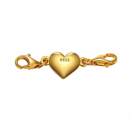 14K Gold Plating Heart Necklace Clasps Closures,925 Sterling Silver Double Lobster Clasp Jewelry Clasps for Necklaces Bracelet Extension Chain