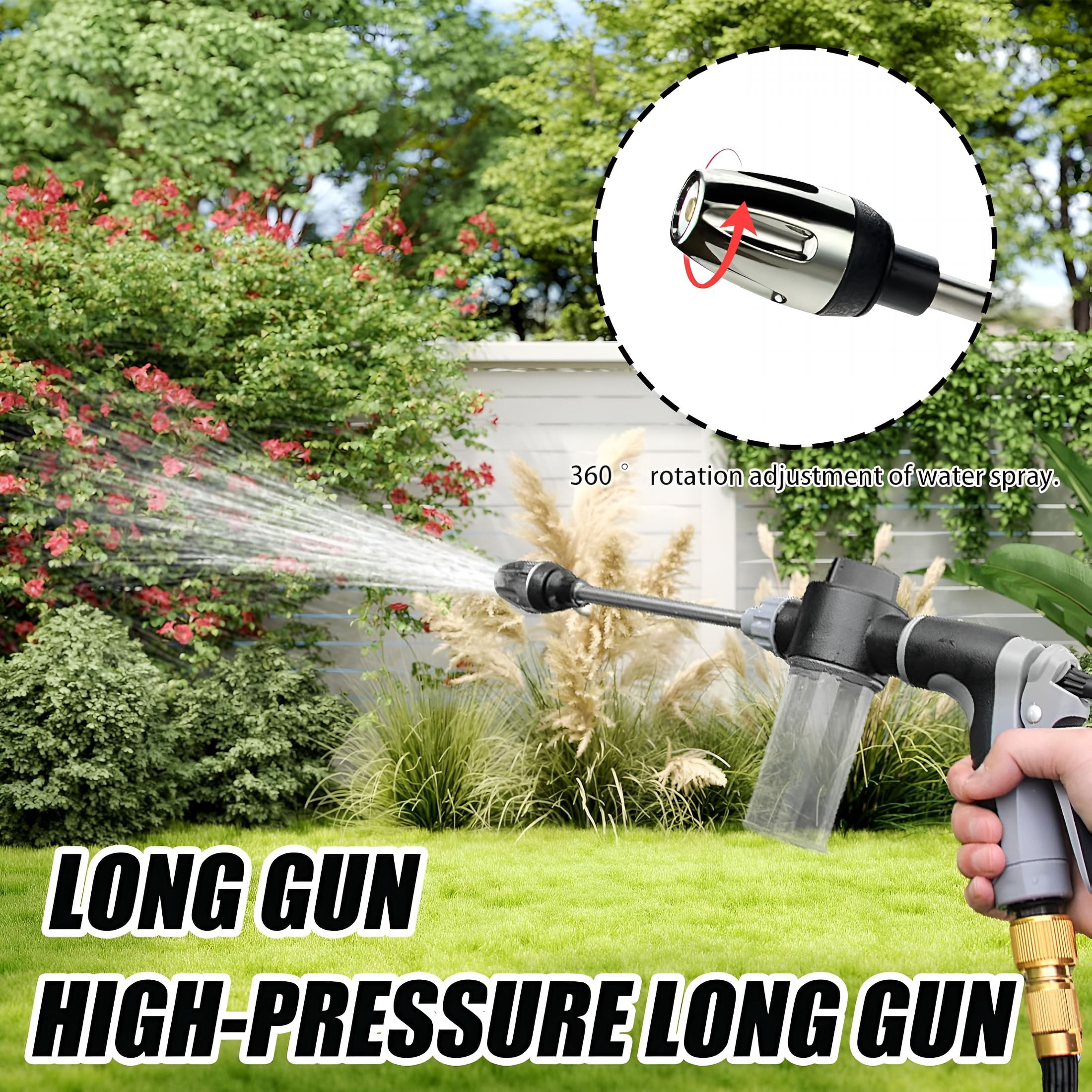 CURYMAY Pressure Washer, Pressure Washer Nozzle, 15x More Powerful Than Hoses, Universal Compatibility, 360° Rotating for Three Spray Modes, Effortless Dirt Removal (Water Gun+Foam Pot+3 Connector)