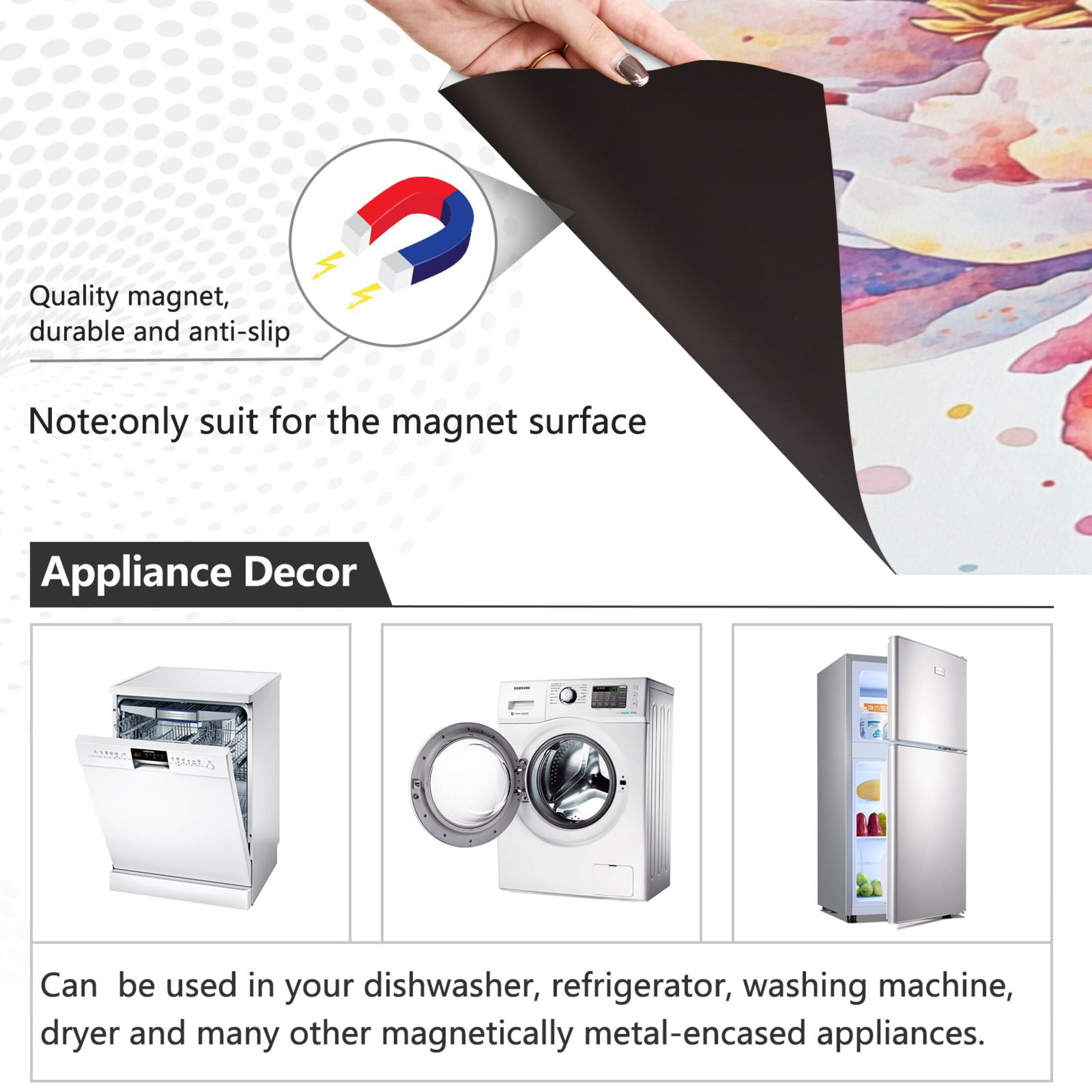 Dishwasher Magnetic Sticker 23x26 Inch Refrigerator Magnetic Sticker Washing Machine Magnetic Sticker Kitchen Panel Magnetic Sticker Home Decor Purple Watercolor Flowers