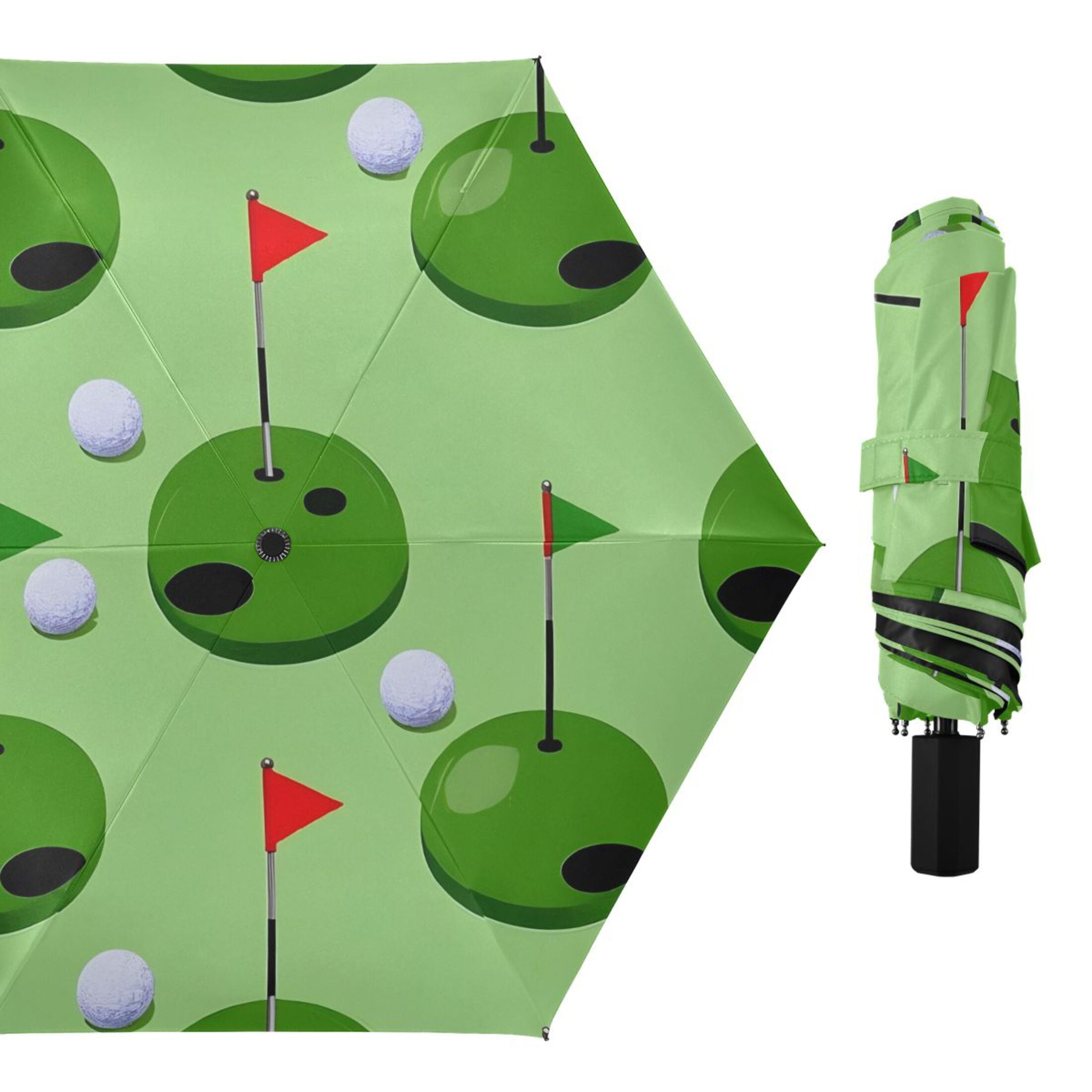 ALAZA Golf Ball and Flag UPF 50+ Compact Folding Umbrella for Rain Travel Umbrella Packable