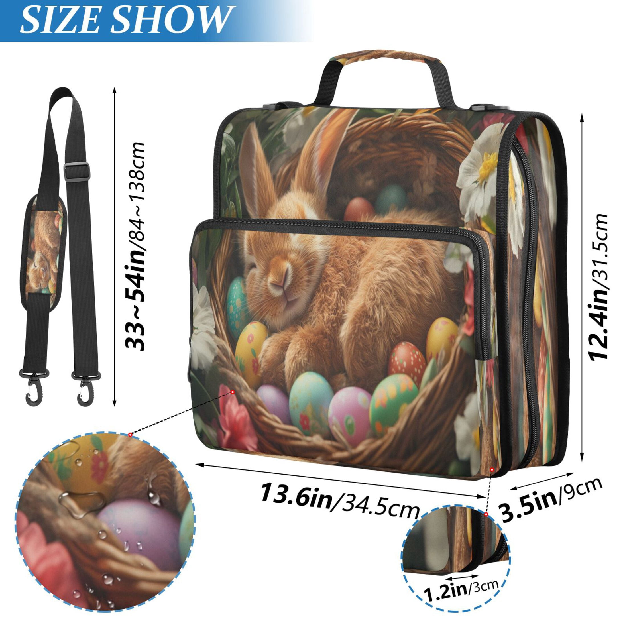 YAZAOO Zipper Binder trapper keeper Documents Organized Design Bunny Sleeping with Easter Eggs Printed