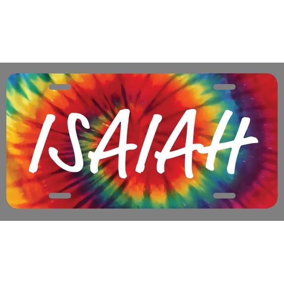 Isaiah Name Tie Dye Style License Plate Tag Vanity Novelty Metal | UV Printed Metal | 6-Inches By 12-Inches | Car Truck RV Trailer Wall Shop Man Cave | NP1725