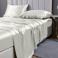 thumbnail image 3 of Reliable Bedding 4 piece Sheet Set, Silk Satin Sheet Set, Extra Soft Silky Sheets, Royal Luxury Sheet Set 24" Deep Pocket, Wrinke Free (Ivory,Full XL), 3 of 6