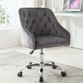 thumbnail image 2 of Accent Chair for Living Room, Velvet Fabric Vanity Chair for Makeup Room, Modern Height Adjustable Office Chair with 360 Degree Swivel, Comfy Upholstered Armchair with Soft Backrest, Gray, D4331, 2 of 10